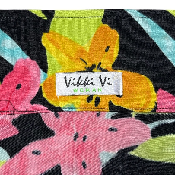 Vikki Vi Liquid Knit Slinky Cardigan Top Jacket Size 3x Pink Floral Print Plus - Picture 6 of 11